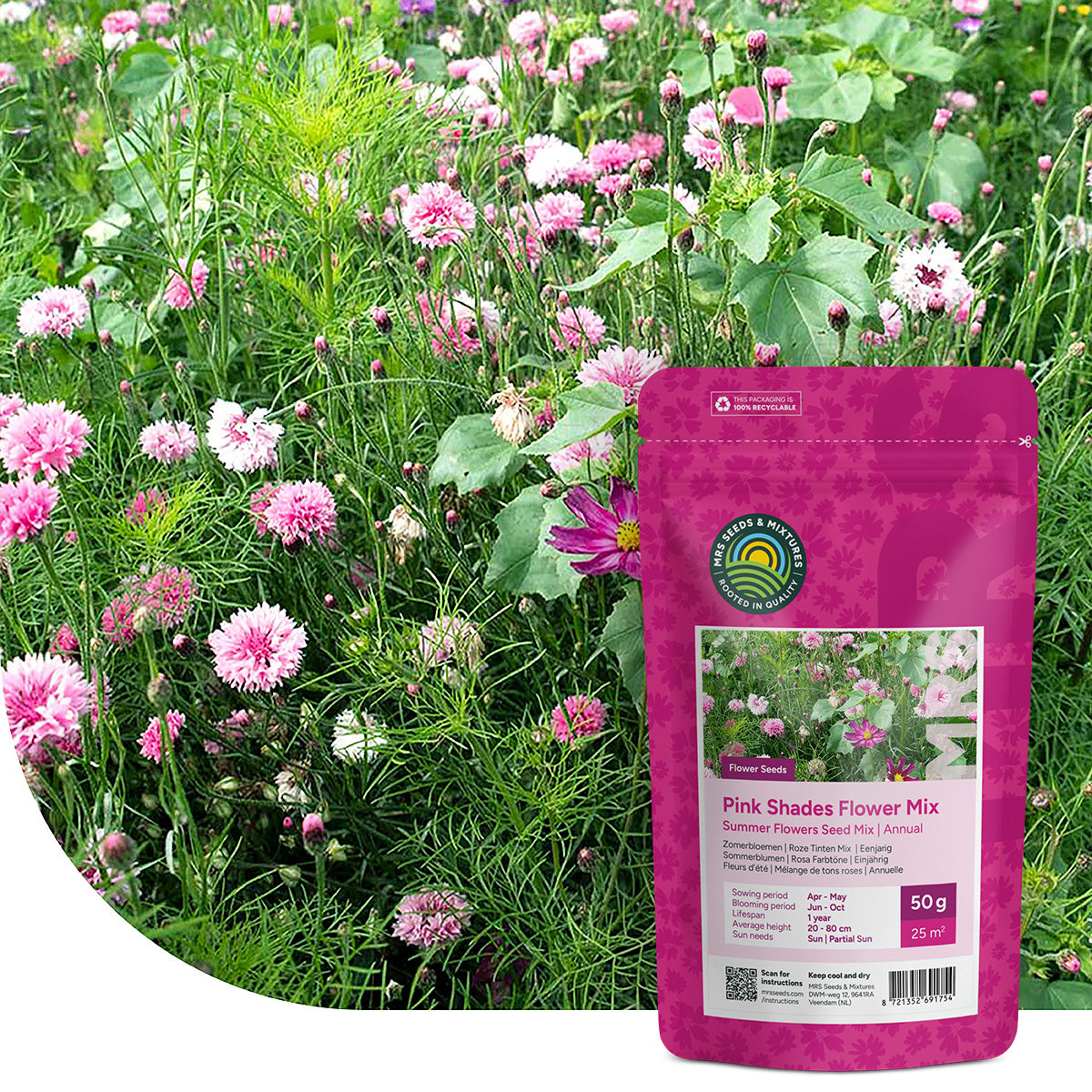 Fleurs d'été – Mélange de tons roses