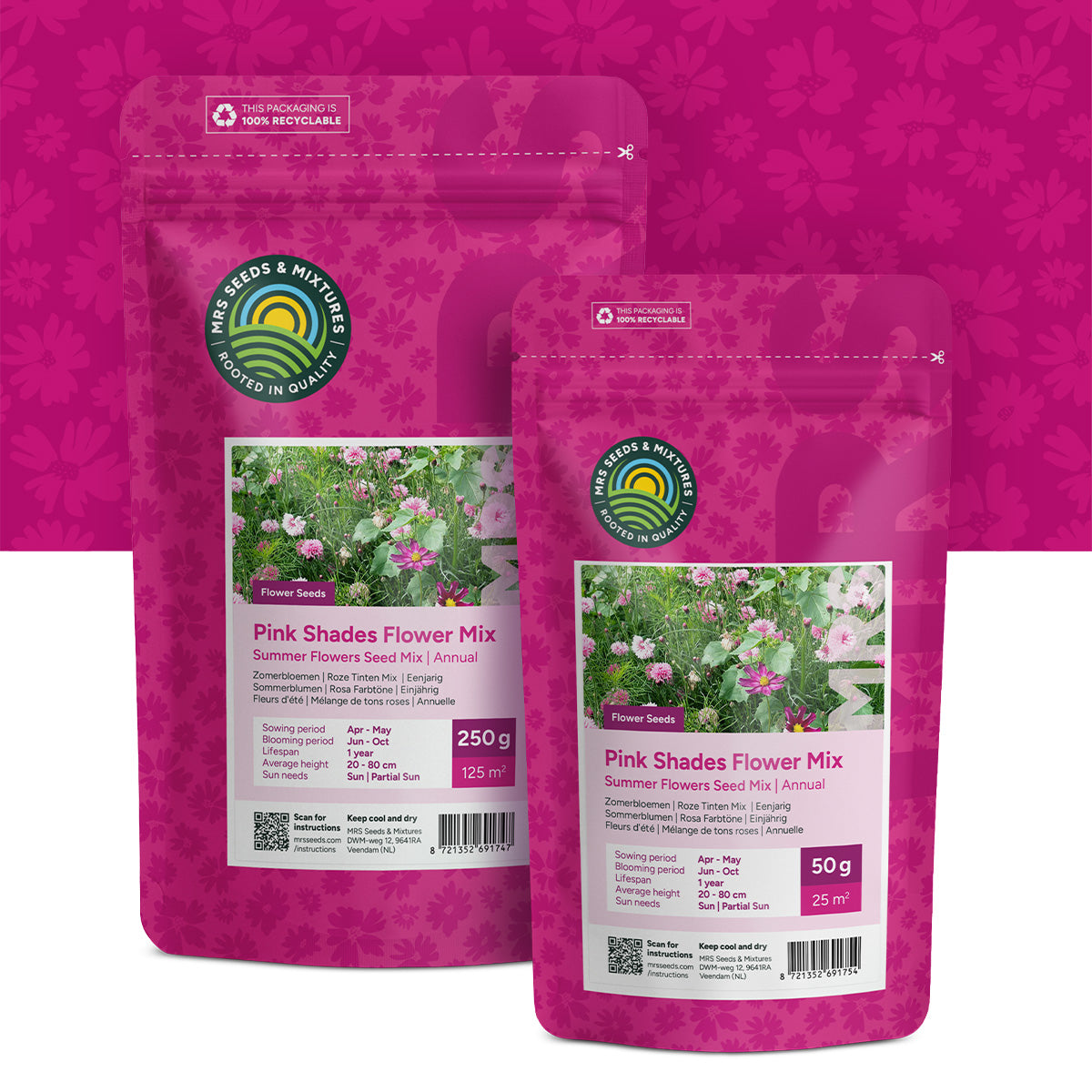 Fleurs d'été – Mélange de tons roses
