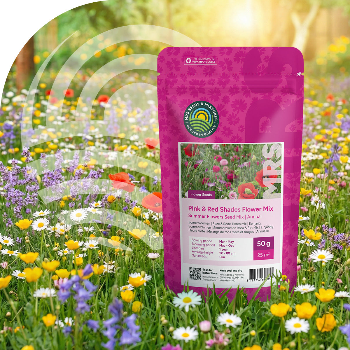 Fleurs d'été – Mélange de tons roses et rouges