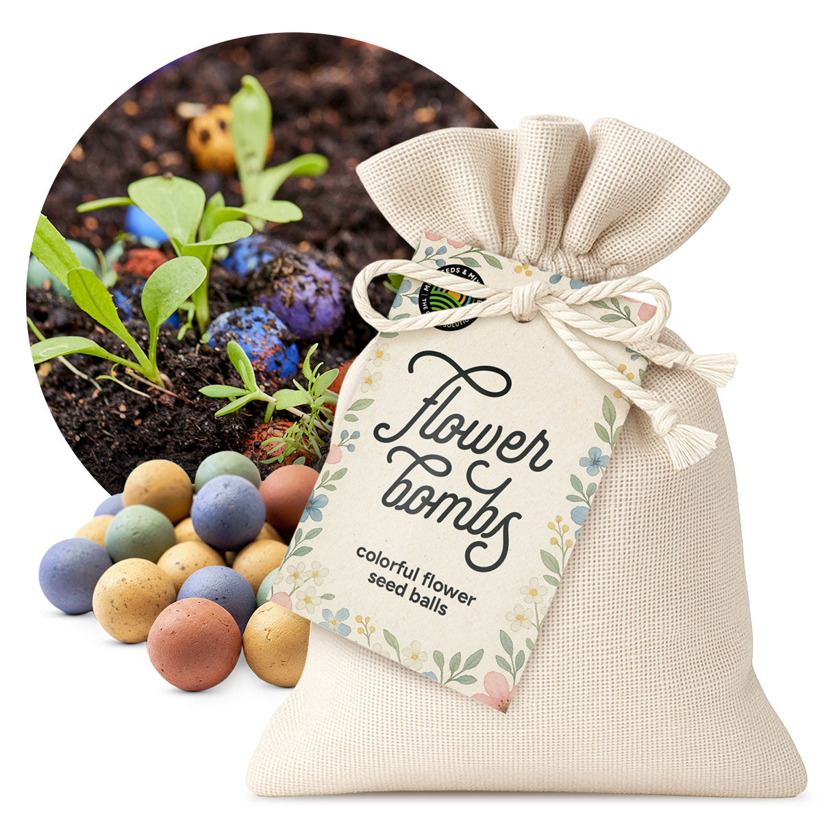 MRS Seeds & Mixtures Flower Bombs - Zaadbommen mix  - Katoenen cadeauzakje [nl]
