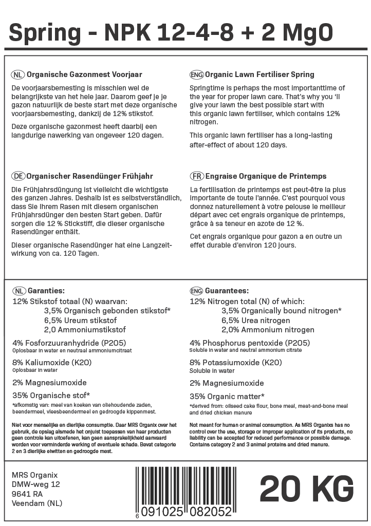 MRS Seeds & Mixtures Spring - Gazonmest Voorjaar | 20KG-400m2 [nl]